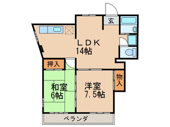 茶屋坂マンションの物件間取画像